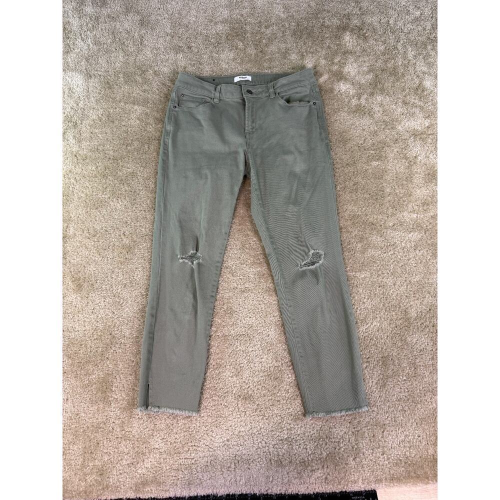 KENSIE Womens Jeans Size 4/27 Green Mid Rise Split Raw Hem Skinny Cropped D372